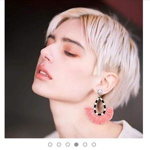 BNWT! Pink and black tassel earrings!
